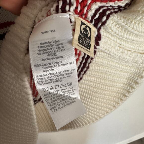 Madewell Ribbed Cotton Turtleneck Sweater WMNS 2XS Cabernet Striped Long Sleeve - Picture 7 of 8